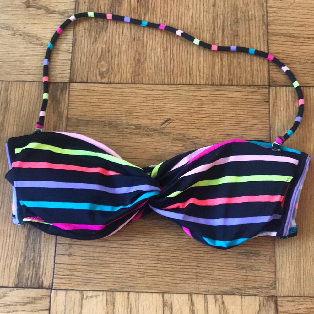 Striped neon bikini top